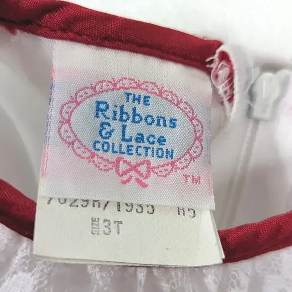 Vintage Ribbons & Lace Dress Girls Size 18m White Lace Christmas Holiday - Picture 5 of 6